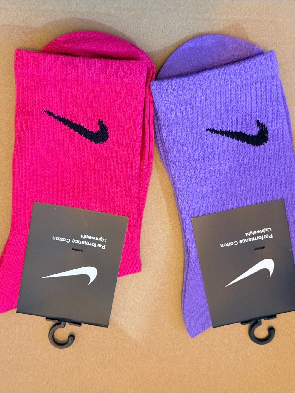 Nike Crew Socks - Hot Pink & Lavender (2-Pack)